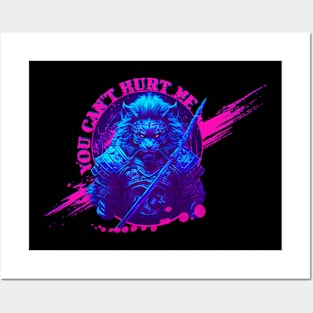 Synthwave Samurai Lion - You can't Hurt Me Posters and Art